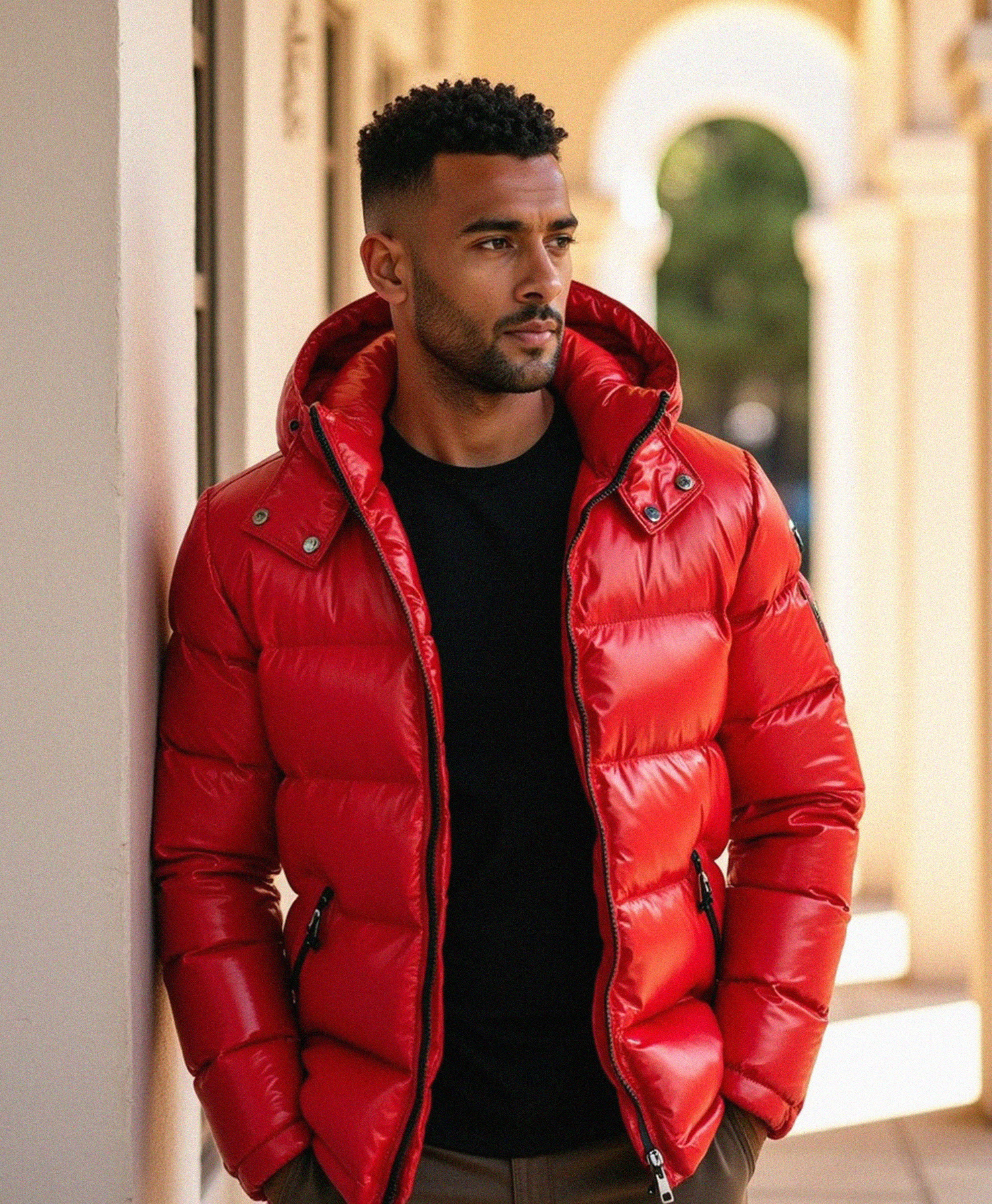 Męska kurtka puchowa z usztywnionym kapturem