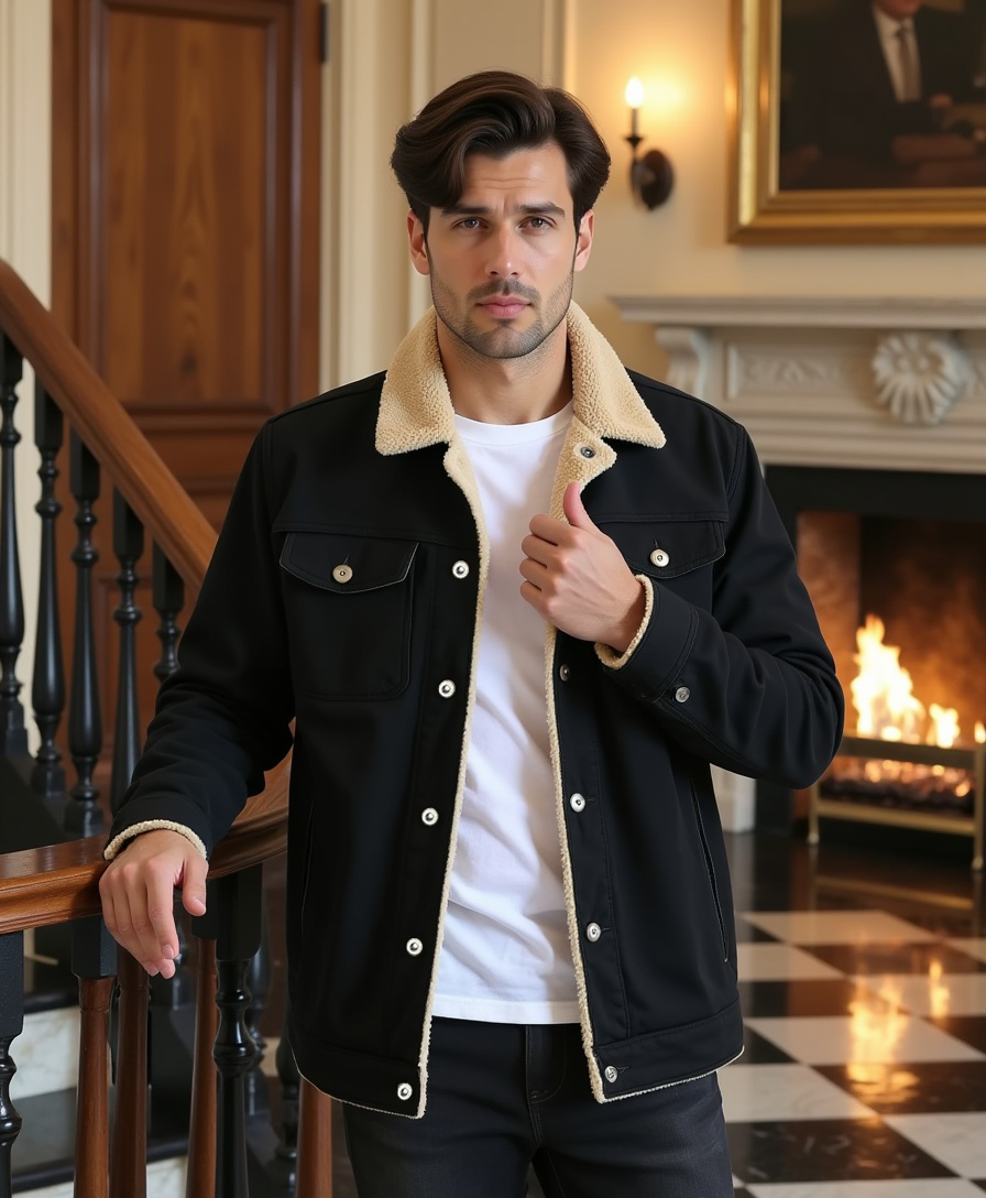 Męska kurtka zimowa o prostym kroju z praktycznymi kieszeniami