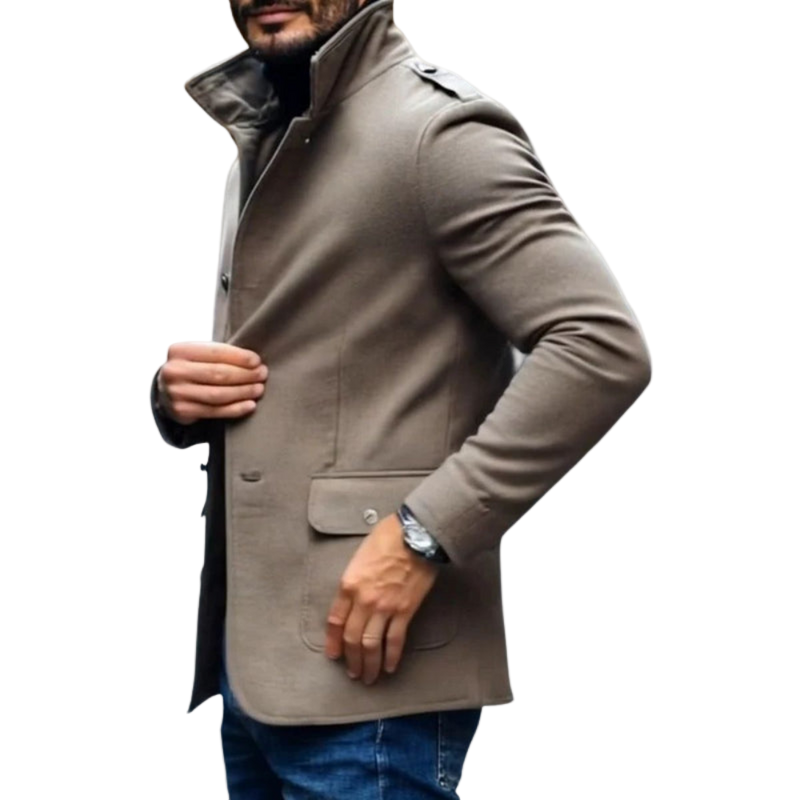 Krótki Płaszcz Wełniany | Stójką dla Mężczyzn