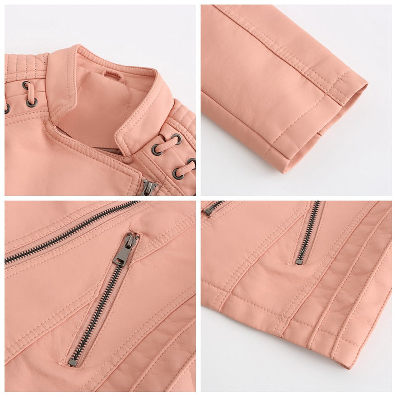 Stylowa Skórzana Kurtka | Odzież Wierzchnia na Sezon Wiosenny dla kobiet