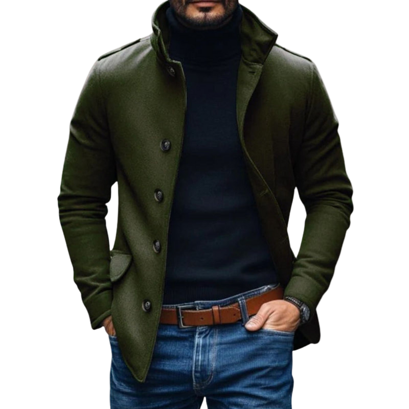 Krótki Płaszcz Wełniany | Stójką dla Mężczyzn