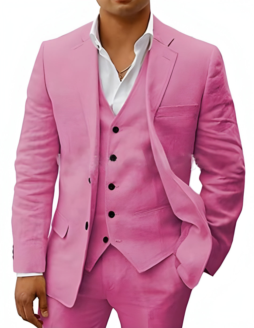 3 Częściowy Beżowy Garnitur | Mieszanki Lnu dla Mężczyzn