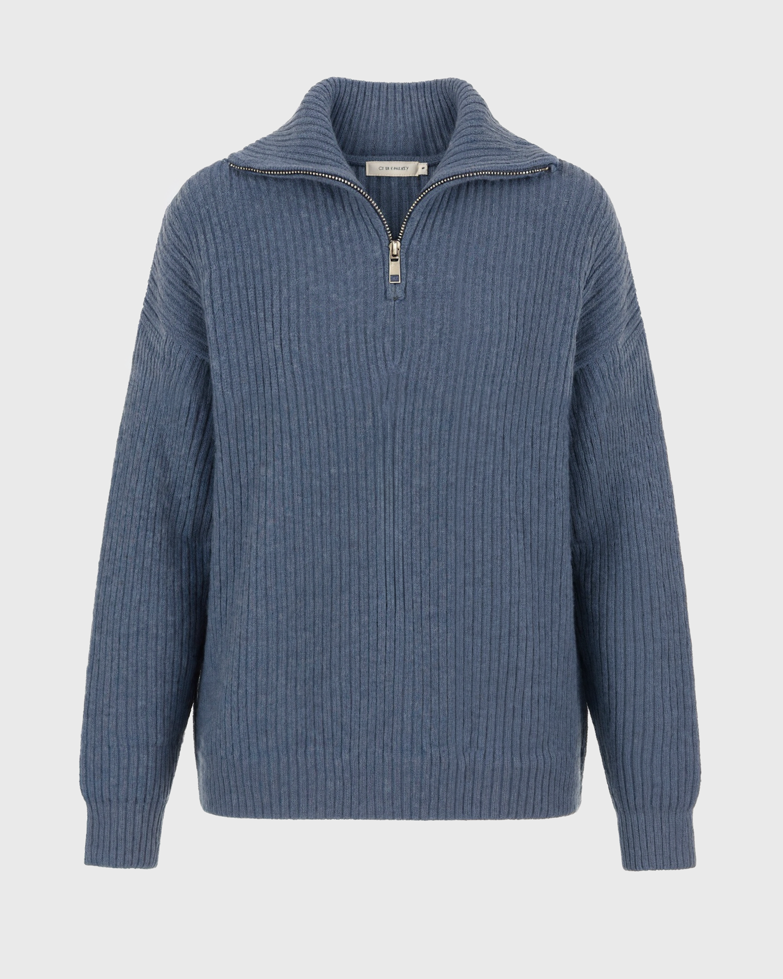 Damska dzianinowa bluza z długim rękawem i półsuwakiem