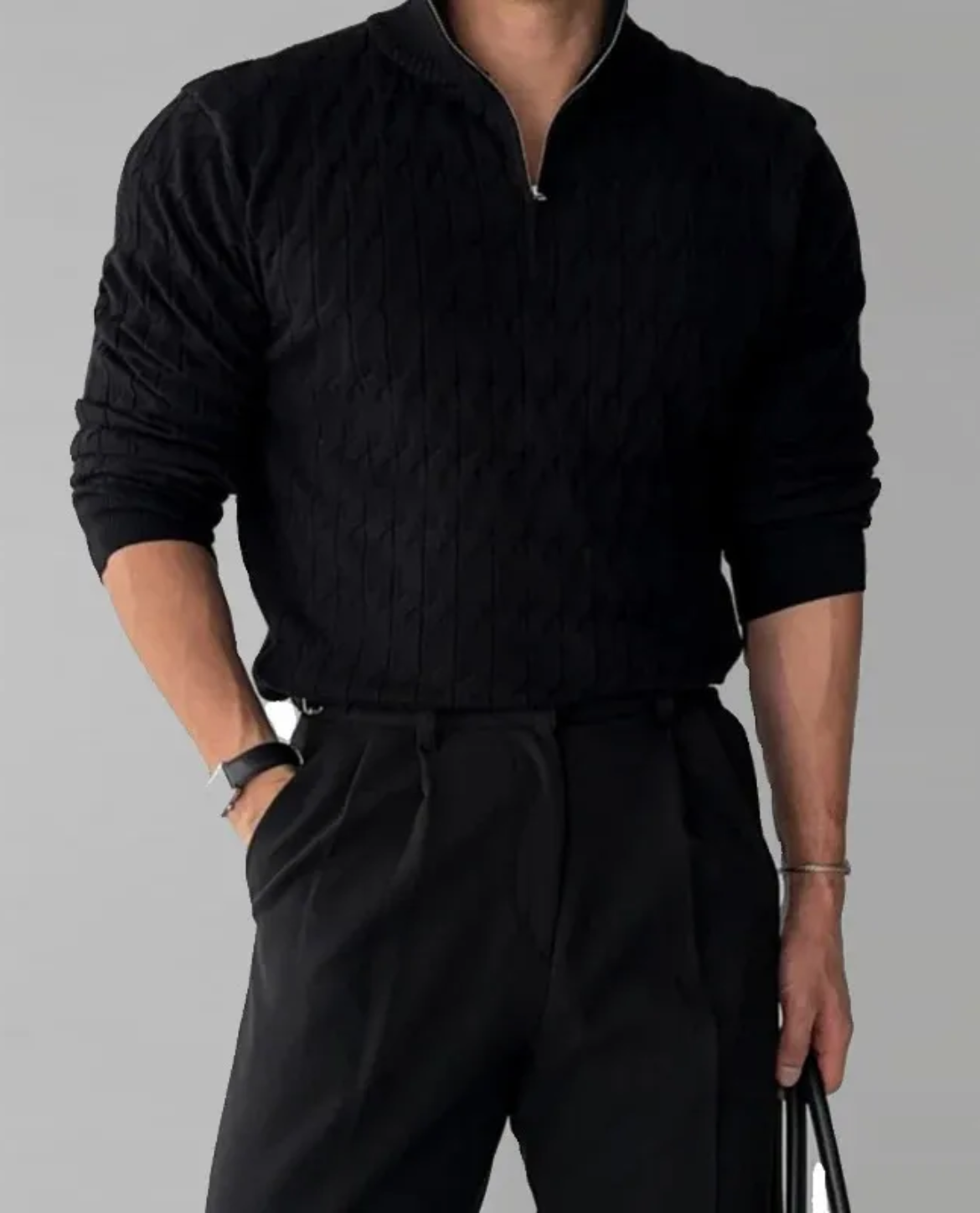 Sweter z Półsuwakiem dla mężczyzn | Pulower o Prostym Kroju