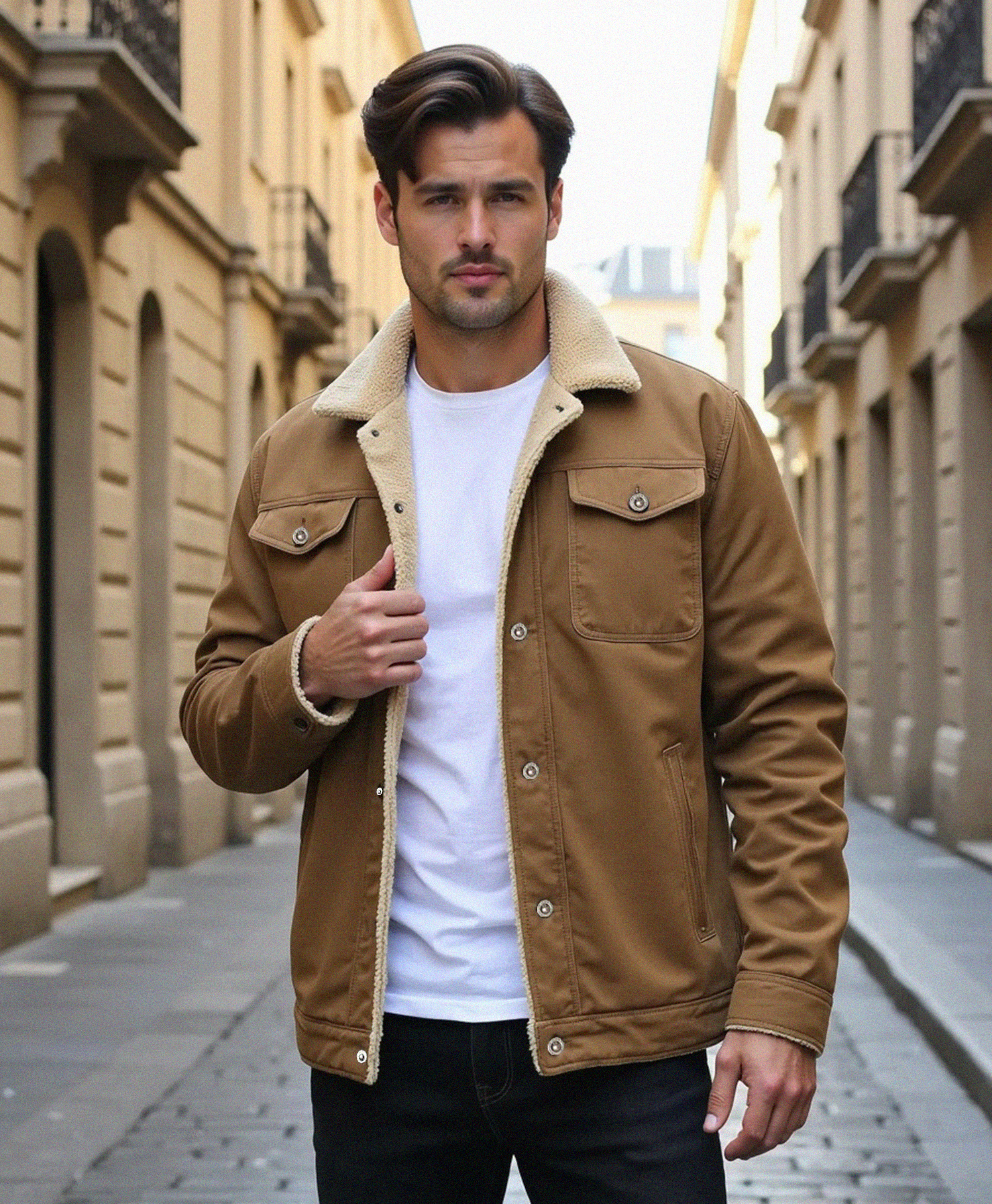 Męska kurtka zimowa o prostym kroju z praktycznymi kieszeniami