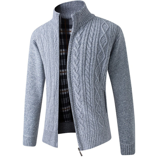 Sweter dzianinowy dla mężczyzn | Kardigan ze stójką zapinany na suwak