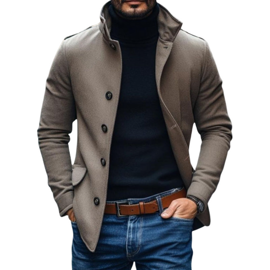 Krótki Płaszcz Wełniany | Stójką dla Mężczyzn