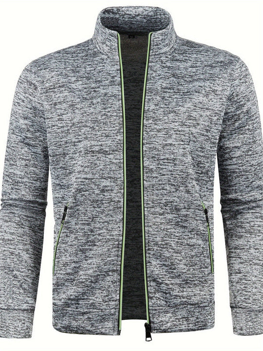 Męska Kurtka z Pełnym Zamkiem | Bluza Sportowa ze Stójką