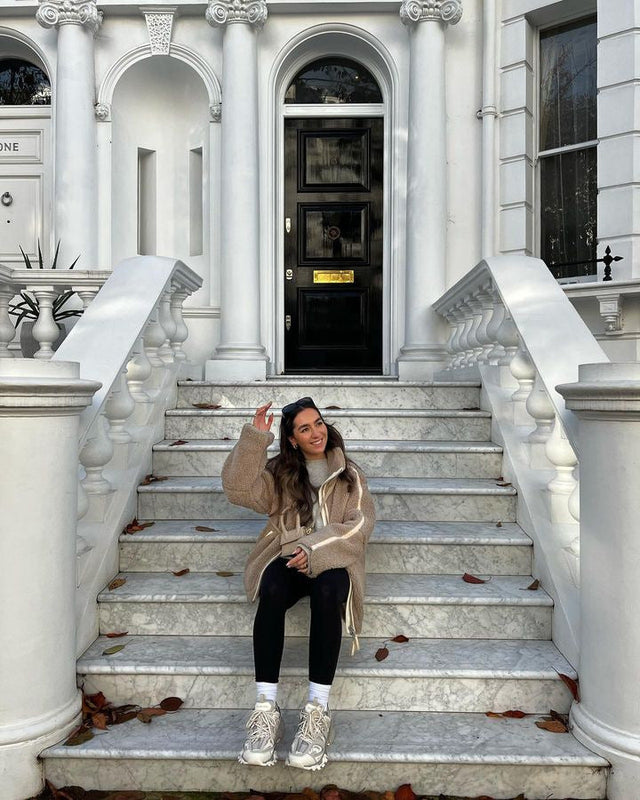 Polar Zimowy Oversize dla kobiet | Zapinana na Zamek Kurtka Sherpa ze Stójką