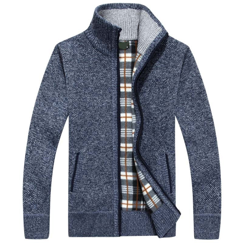Sweter dzianinowy dla mężczyzn | Kardigan ze stójką zapinany na suwak