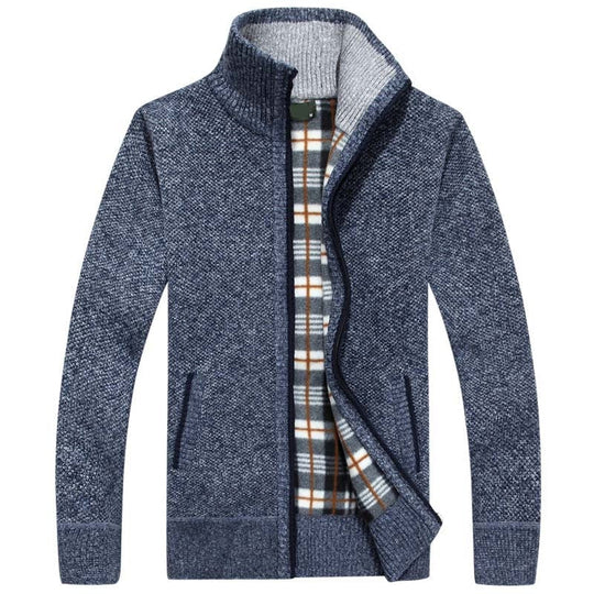 Sweter dzianinowy dla mężczyzn | Kardigan ze stójką zapinany na suwak