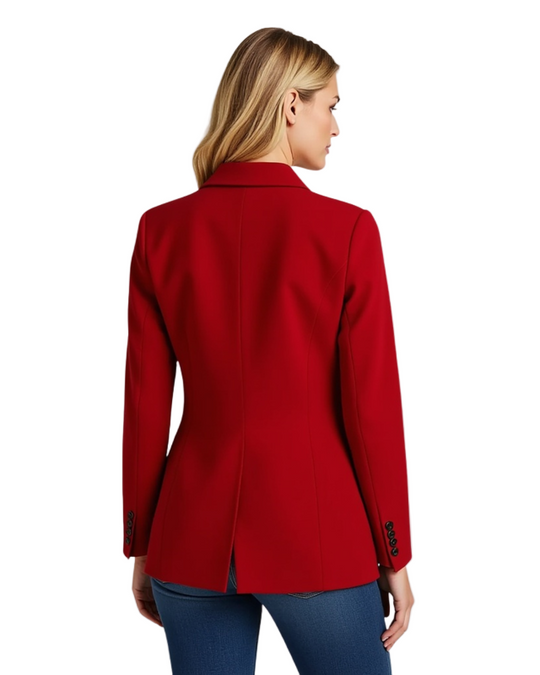 Marynarka Jednorzędowa | Żakiet z Kołnierzem Notch Lapel i Kieszeniami z Klapami dla Kobiet