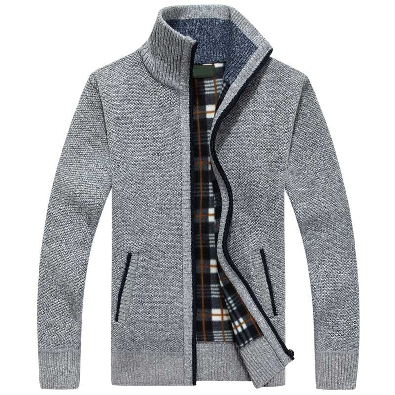 Sweter dzianinowy dla mężczyzn | Kardigan ze stójką zapinany na suwak
