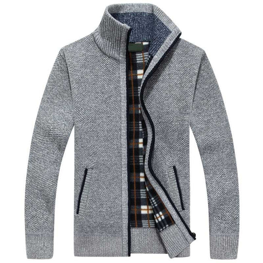 Sweter dzianinowy dla mężczyzn | Kardigan ze stójką zapinany na suwak