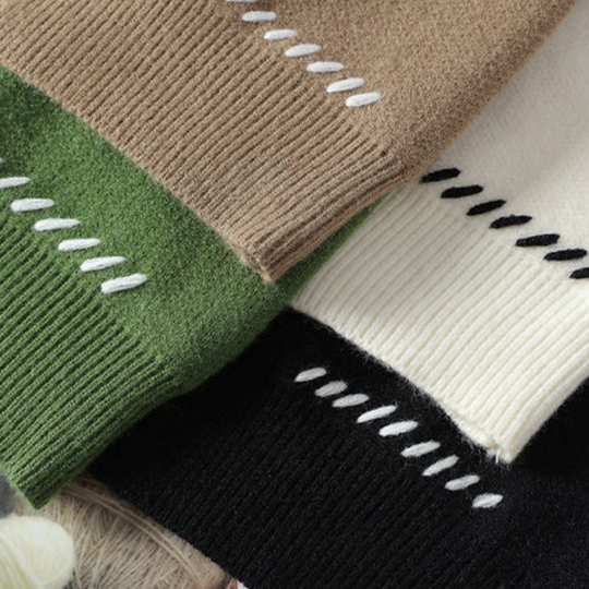 Kardigan Zapinany na Guziki dla mężczyzn | Dekoltem V i Kontrastowymi Szwami na Guziki