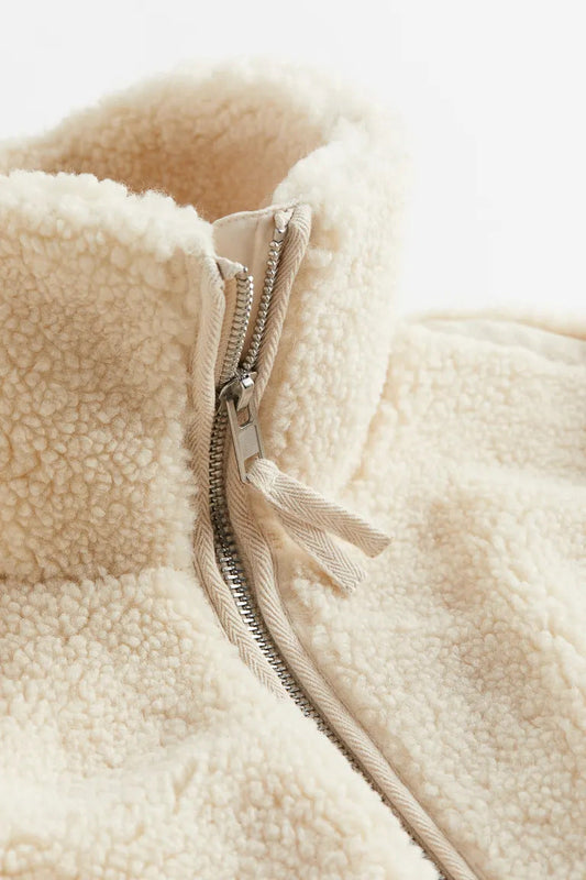 Polar Zimowy Oversize dla kobiet | Zapinana na Zamek Kurtka Sherpa ze Stójką