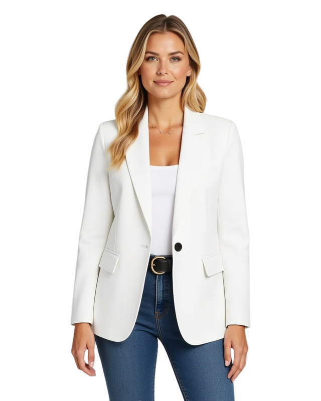 Marynarka Jednorzędowa | Żakiet z Kołnierzem Notch Lapel i Kieszeniami z Klapami dla Kobiet