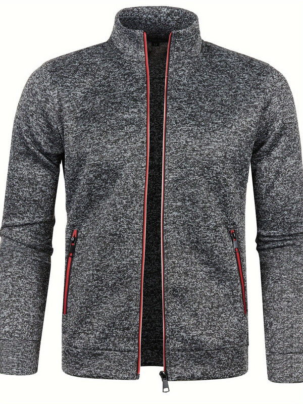 Męska Kurtka z Pełnym Zamkiem | Bluza Sportowa ze Stójką