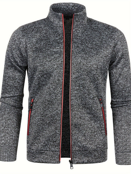 Męska Kurtka z Pełnym Zamkiem | Bluza Sportowa ze Stójką