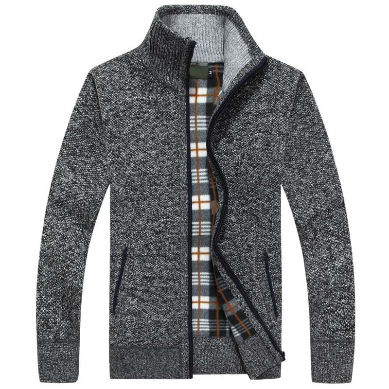 Sweter dzianinowy dla mężczyzn | Kardigan ze stójką zapinany na suwak
