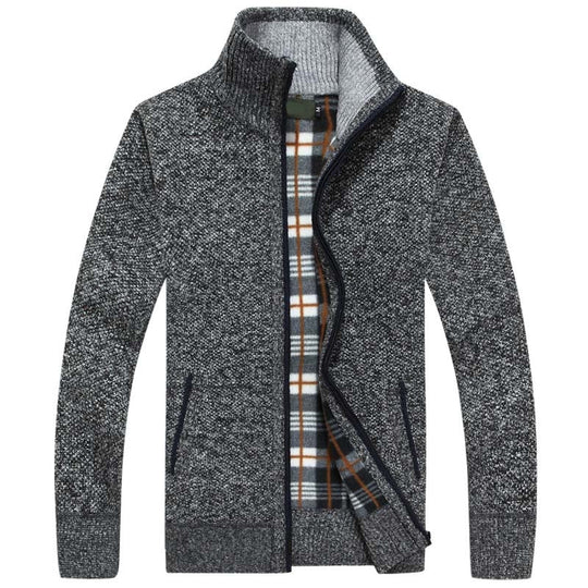 Sweter dzianinowy dla mężczyzn | Kardigan ze stójką zapinany na suwak