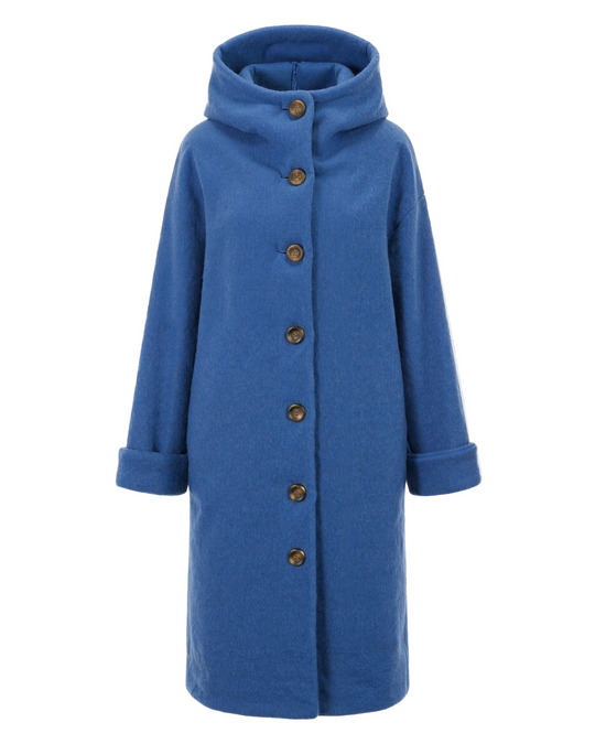 Pikowana Kurtka z Kapturem | Zapinana na Suwak i Guziki Kurtka Wierzchnia dla Kobiet