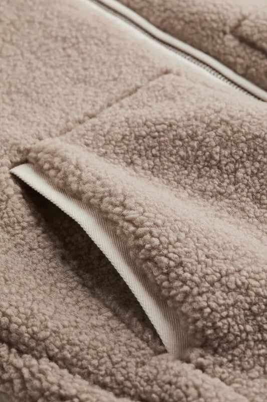 Polar Zimowy Oversize dla kobiet | Zapinana na Zamek Kurtka Sherpa ze Stójką