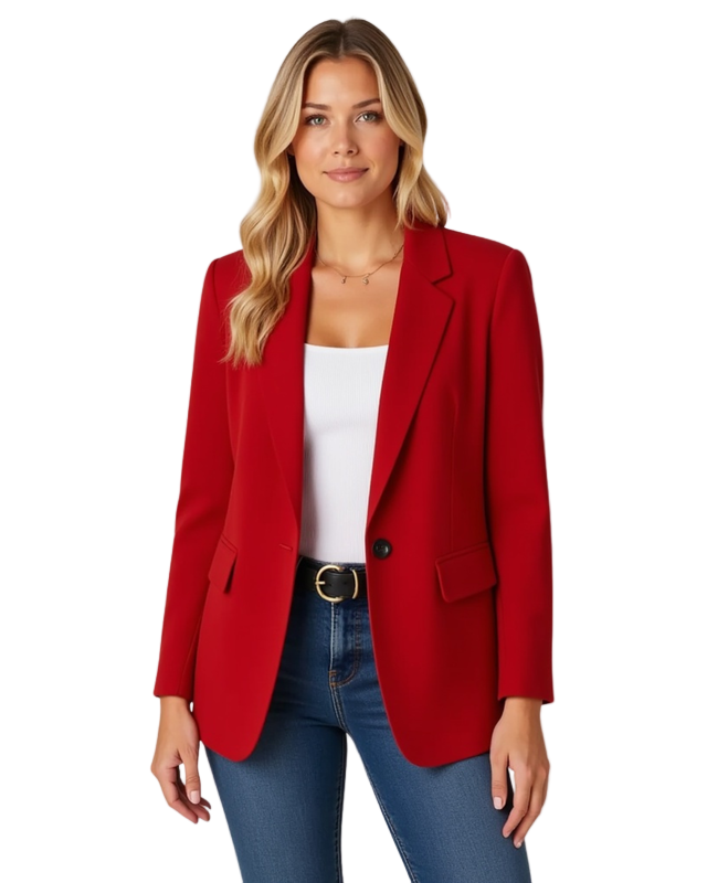 Marynarka Jednorzędowa | Żakiet z Kołnierzem Notch Lapel i Kieszeniami z Klapami dla Kobiet