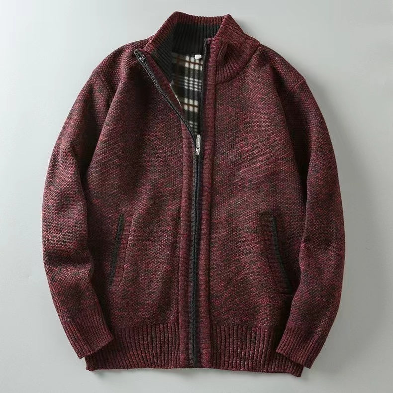 Sweter dzianinowy dla mężczyzn | Kardigan ze stójką zapinany na suwak