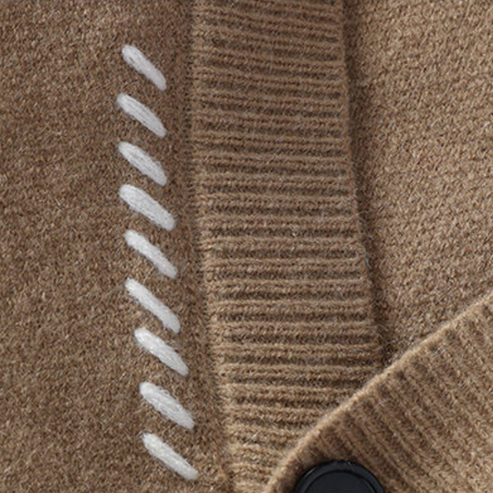 Kardigan Zapinany na Guziki dla mężczyzn | Dekoltem V i Kontrastowymi Szwami na Guziki