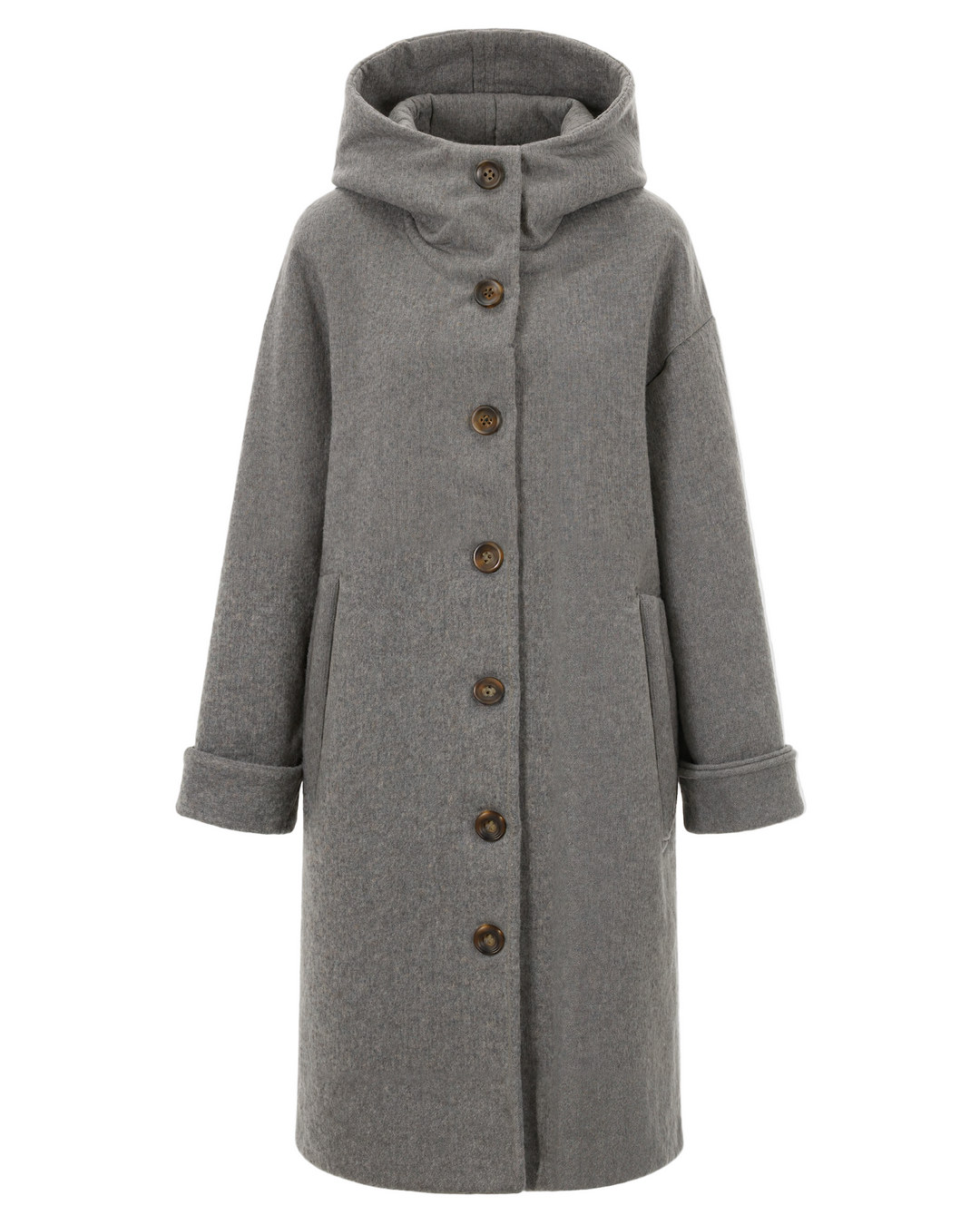 Pikowana Kurtka z Kapturem | Zapinana na Suwak i Guziki Kurtka Wierzchnia dla Kobiet