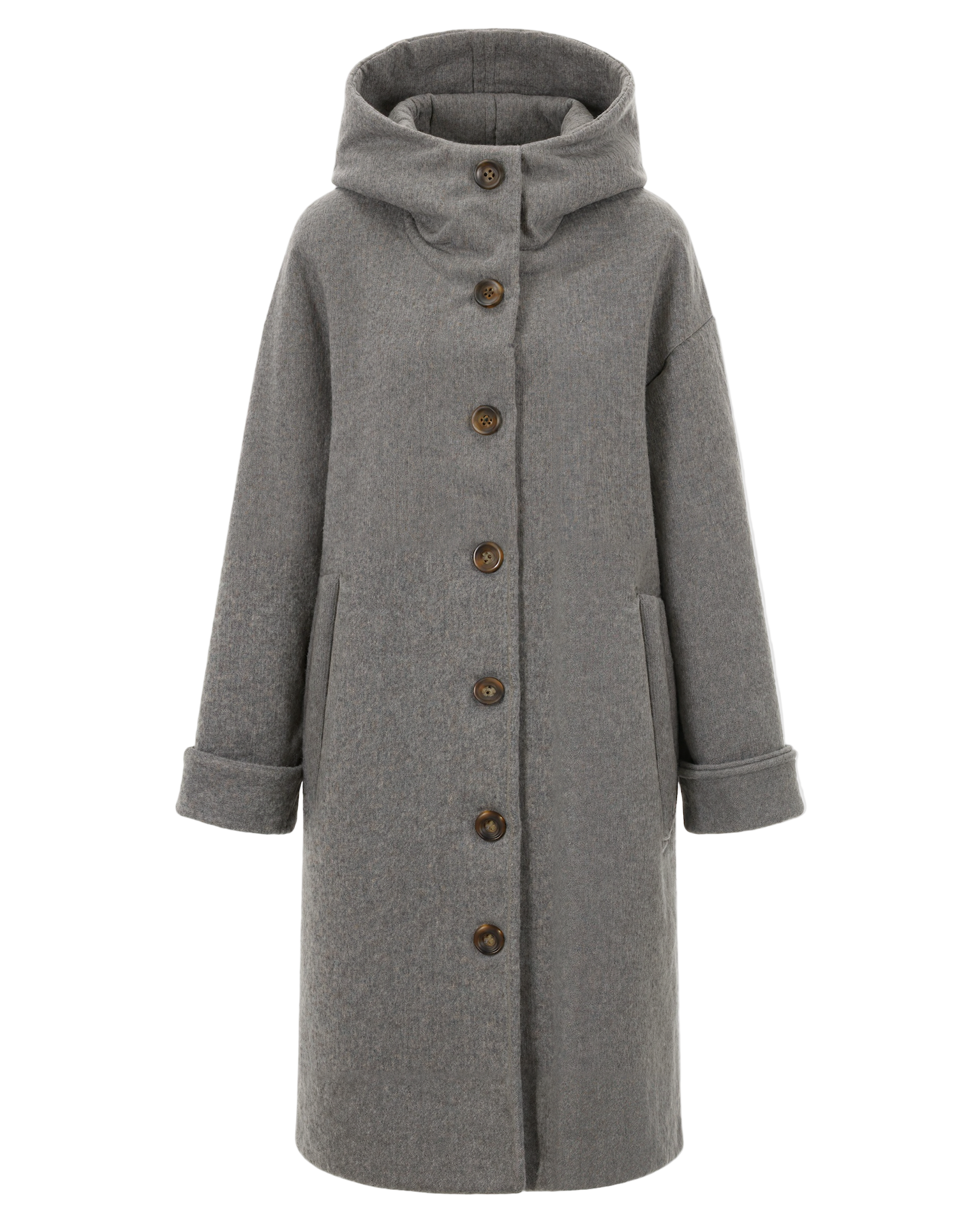 Pikowana Kurtka z Kapturem | Zapinana na Suwak i Guziki Kurtka Wierzchnia dla Kobiet