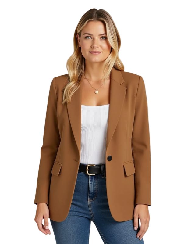 Marynarka Jednorzędowa | Żakiet z Kołnierzem Notch Lapel i Kieszeniami z Klapami dla Kobiet