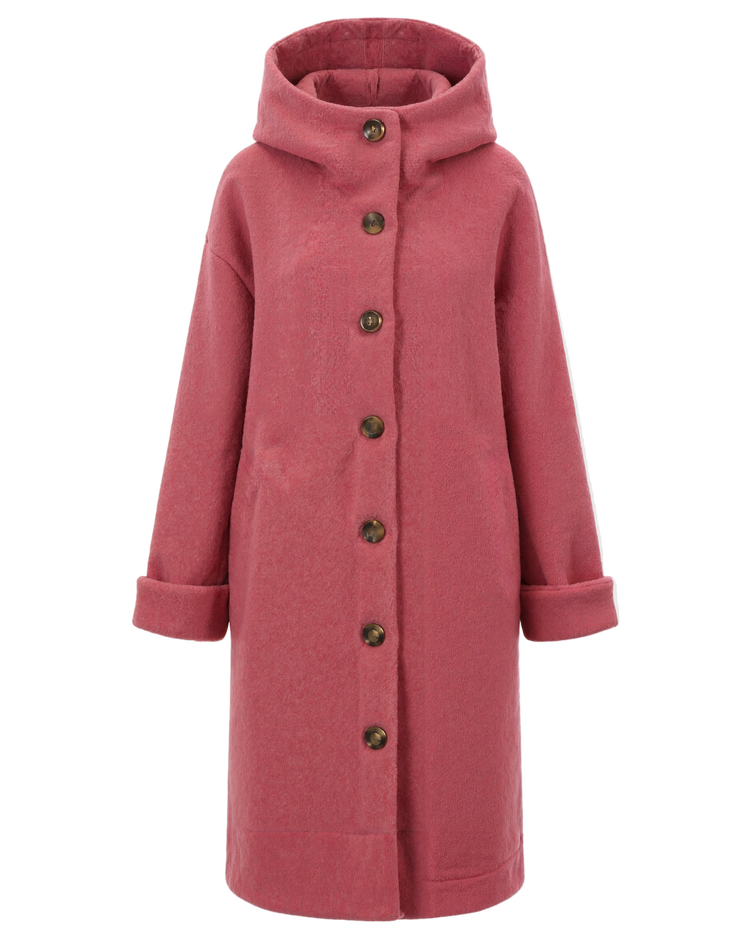 Pikowana Kurtka z Kapturem | Zapinana na Suwak i Guziki Kurtka Wierzchnia dla Kobiet