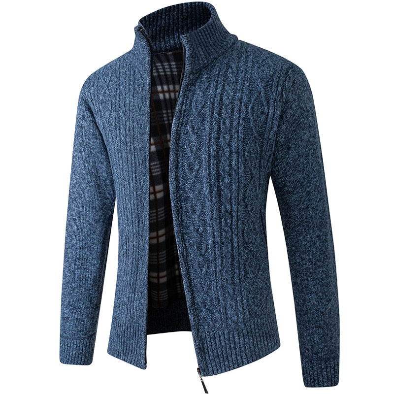 Sweter dzianinowy dla mężczyzn | Kardigan ze stójką zapinany na suwak