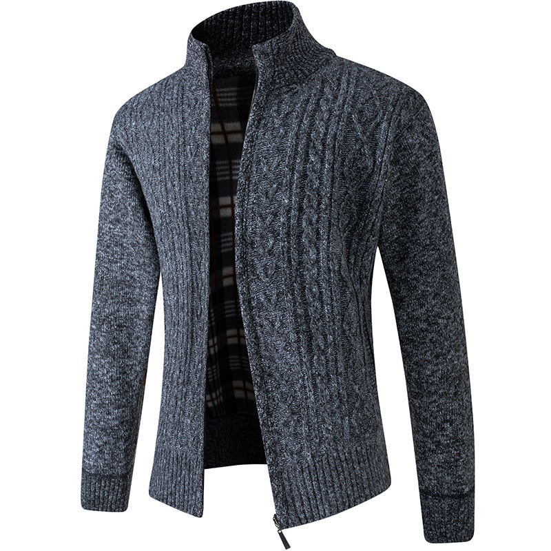 Sweter dzianinowy dla mężczyzn | Kardigan ze stójką zapinany na suwak