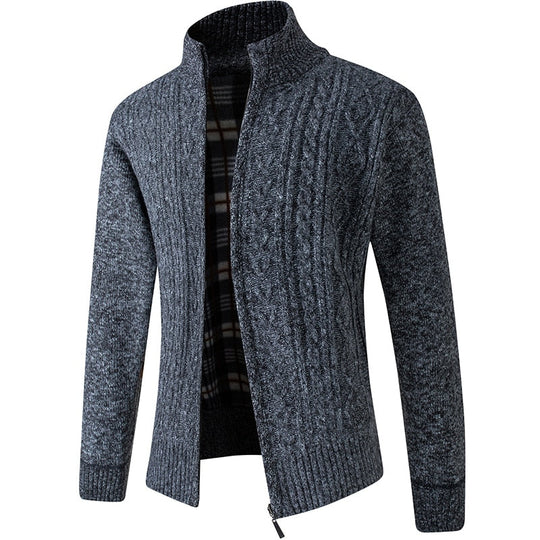 Sweter dzianinowy dla mężczyzn | Kardigan ze stójką zapinany na suwak