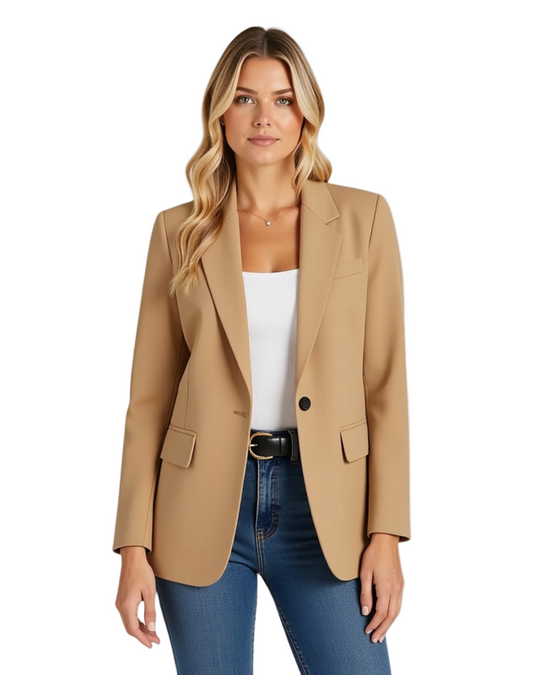 Marynarka Jednorzędowa | Żakiet z Kołnierzem Notch Lapel i Kieszeniami z Klapami dla Kobiet