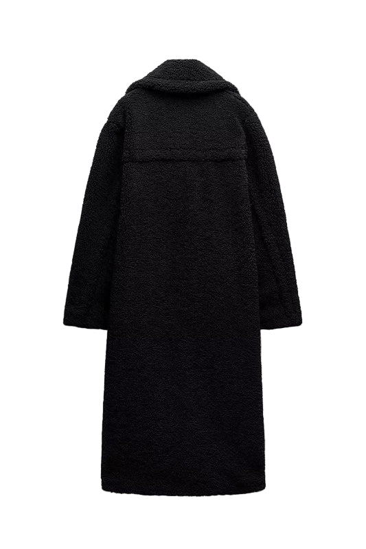 Długi Płaszcz Sherpa-Wygląd | Ciepłe Teksturowane Okrycie Wierzchnie dla kobiet
