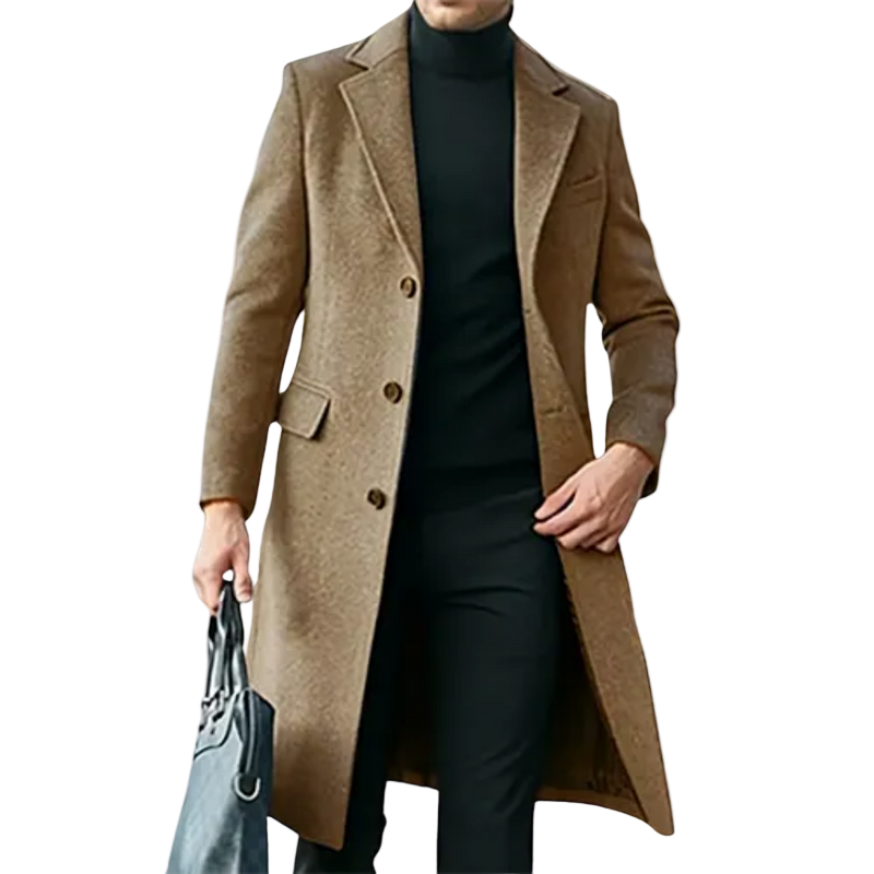Długi Płaszcz Wierzchni dla mężczyzn | Trzy-Płaszcz z guzikami