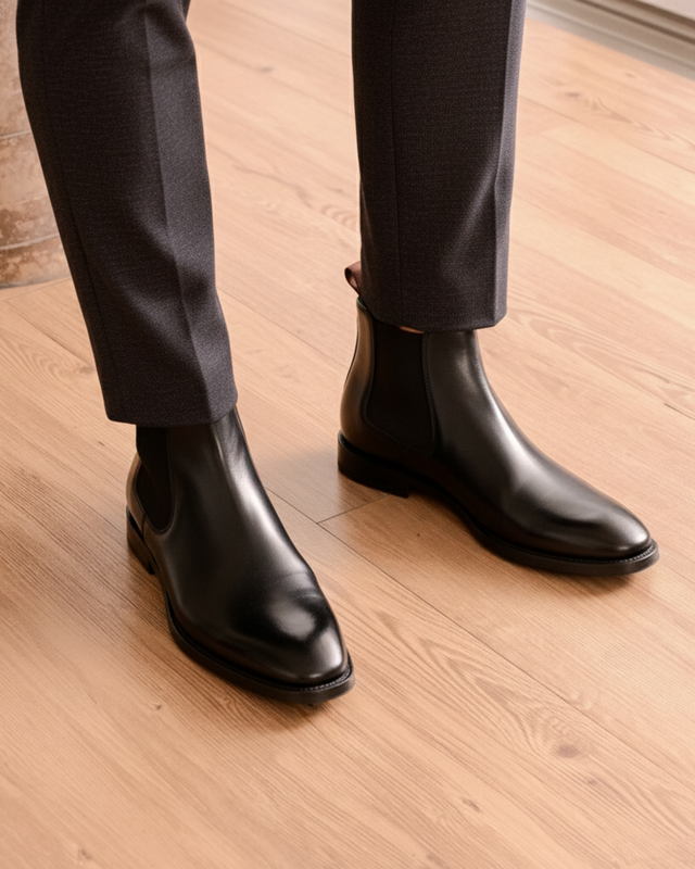 Botki Chelsea ze Sztucznej Skóry | Obuwie do Kostki z Elastycznym Panelem dla Mężczyzn