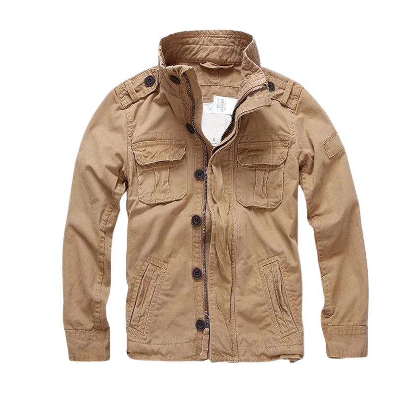 Okrycie Wierzchnie w Stylu Wojsko | Zapinana na Zamek Kurtka z Wieloma Kieszeniami dla mężczyzn
