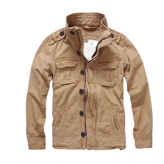 Okrycie Wierzchnie w Stylu Wojsko | Zapinana na Zamek Kurtka z Wieloma Kieszeniami dla mężczyzn