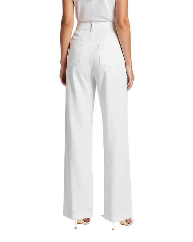 Spodnie z Wysokim Stanem | Plisami z Szerokimi Nogawkami dla Kobiet