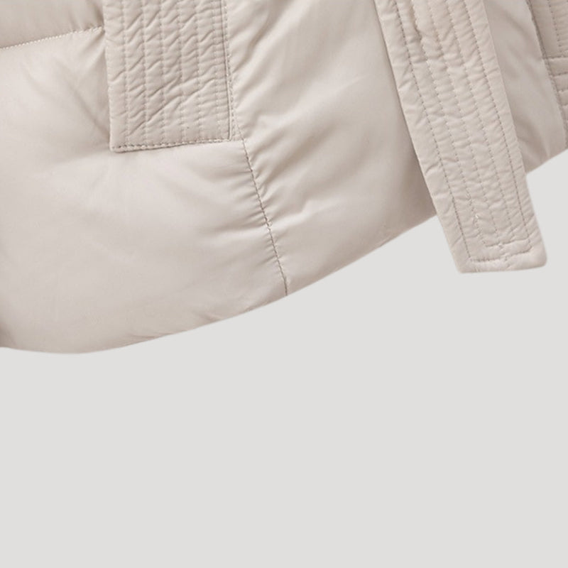 Damska Krótka Kurtka Puffer | Ocieplana Kurtka z Kapturem i Paskiem