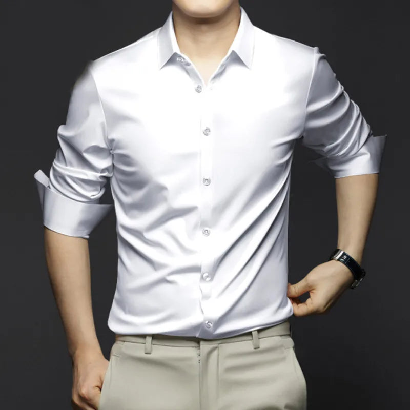 Elegancka Koszula Męska z Jedwabiu | Wszechstronna Koszula z Długim Rękawem