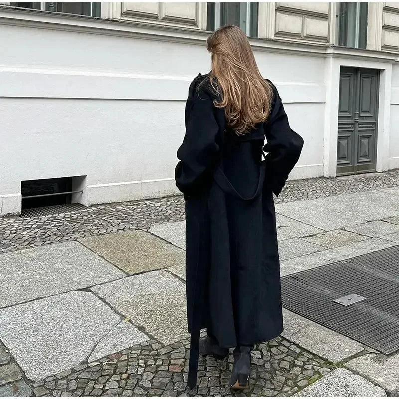 Długi Płaszcz dla kobiet | Ciepła wełniana odzież wierzchnia