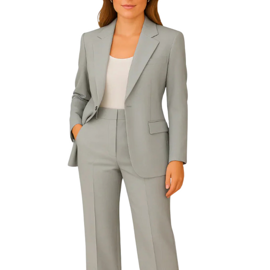 Dwuczęściowy Zestaw Marynarka i Spodnie | Garnitur Jednoguzikowy z Klapami Klapa z wycięciem dla kobiet
