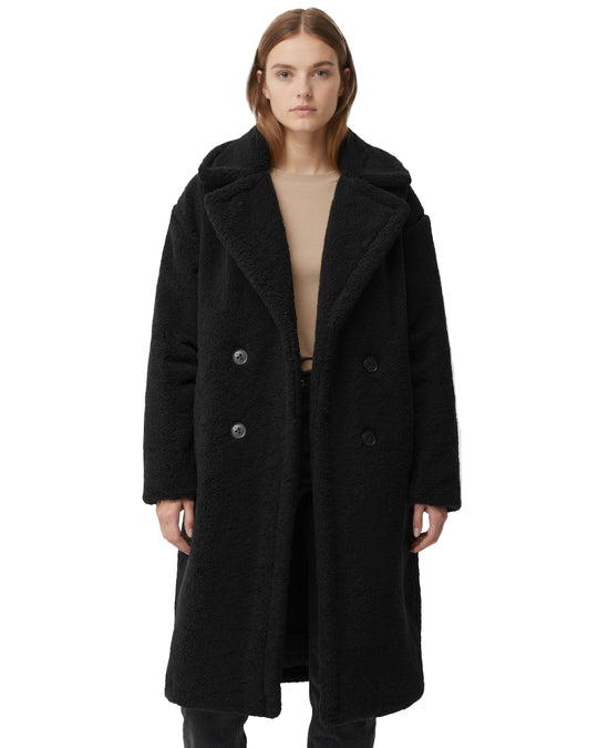 Długi Płaszcz ze Sztucznego Futra | Płaszcz z Dwoma Rzędami Guzików i Kołnierzem dla Kobiet