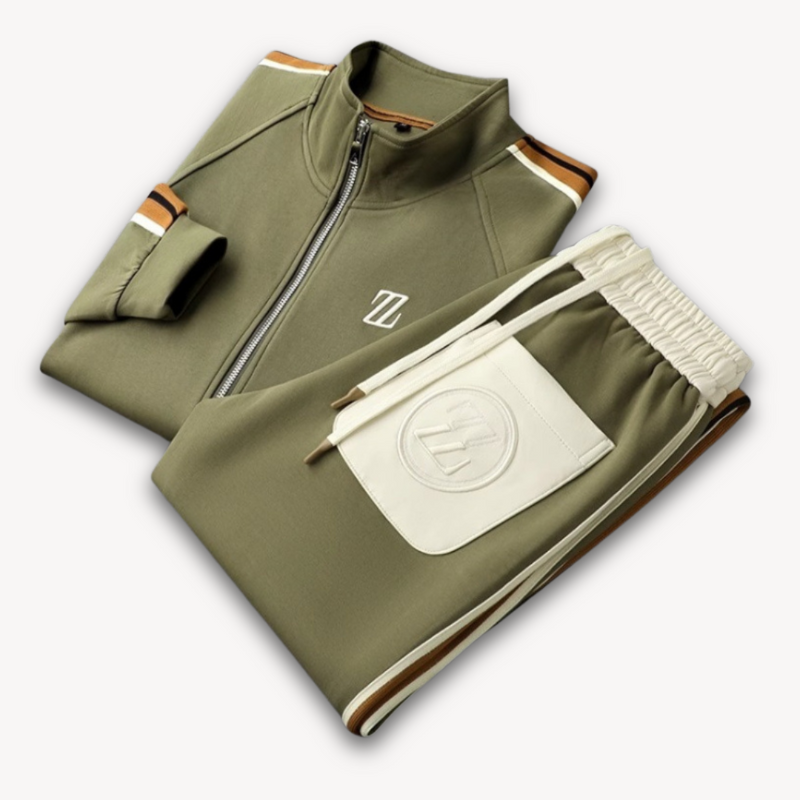 Dres w Paski | Dwuczęściowy Komplet Sportowy na Suwak dla mężczyzn